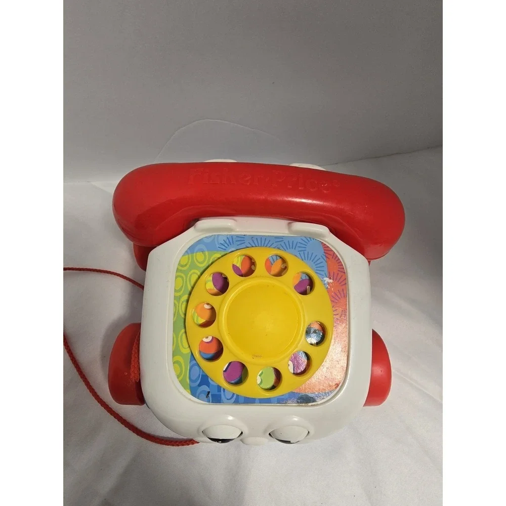 Vtg MATTEL FISHER PRICE Plastic DIAL TELEPHONE Noise PULL TOY B SOUND